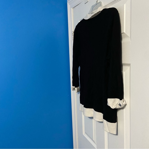 Calvin Klein Women’s Black & Off-White 3/4 Sleeve Collared Sweater Size L - Picture 8 of 12